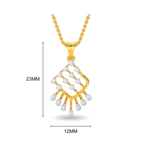 buy Sparkling Square Gold Diamond Pendant for Female- PE142