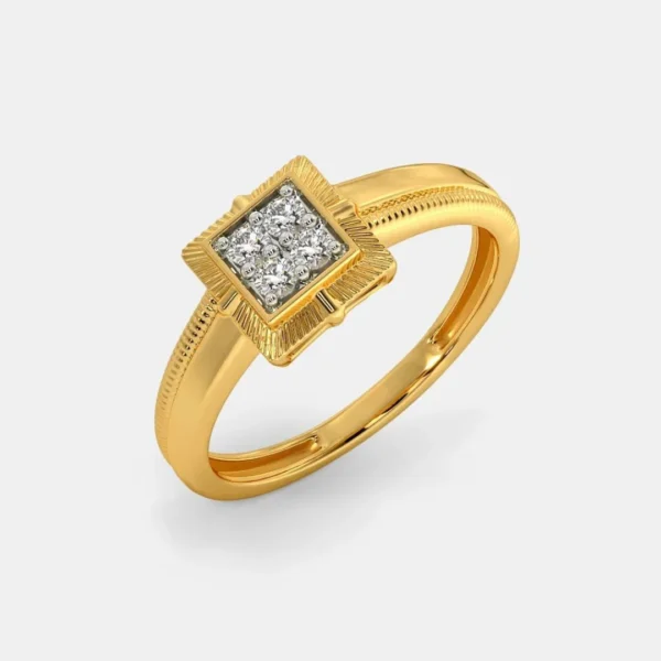 Square Setting Diamond-Encrusted Gold Band for Men - Image 4