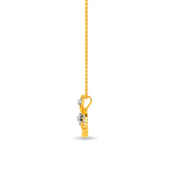 14KT Gold Flower Pendant with Diamond Center - Image 3