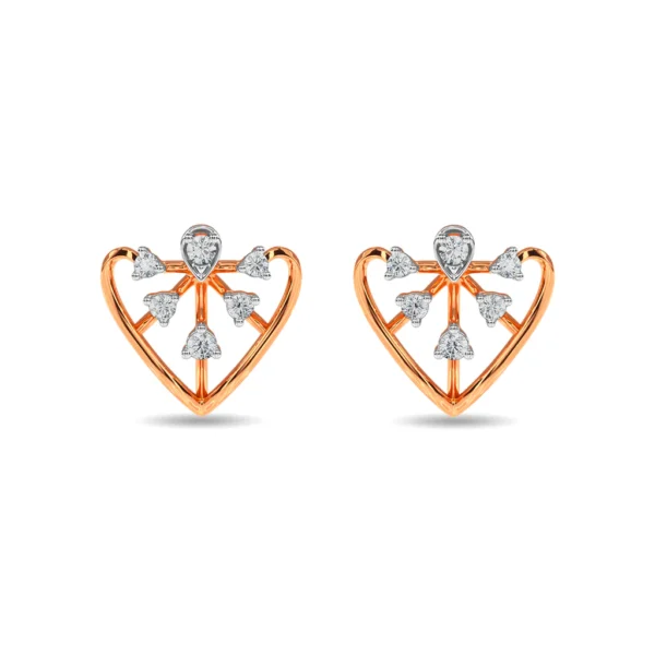 Gold Angel Heart Shape Butterfly Lab Diamond Earrings - Image 3
