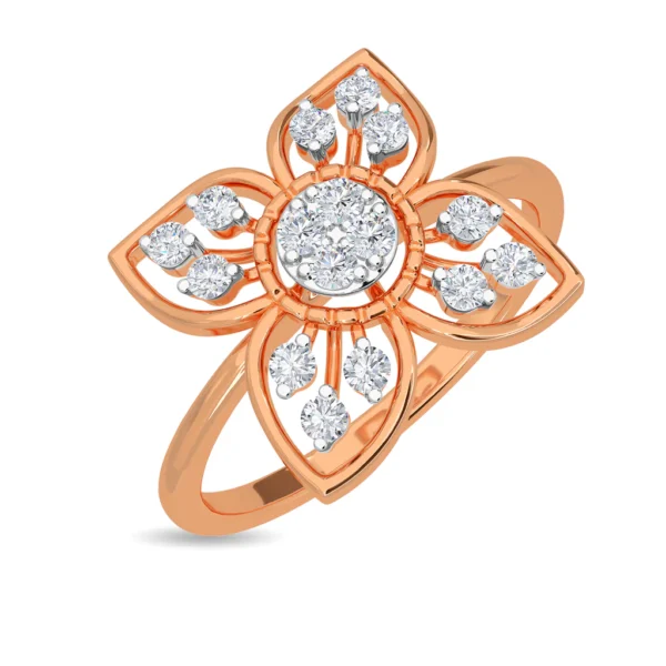 Gold Delicate Flower Bloom Lab Diamond Ring - Image 5