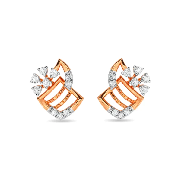 Gold Diamond Sparkling Flame Classic Hoop Earrings - Image 3