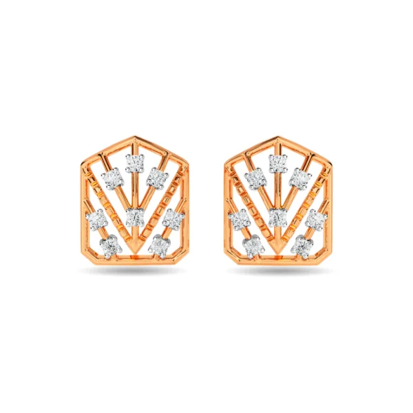 Gold Geometric Gleam Lab Diamond Stud Earrings - Image 3