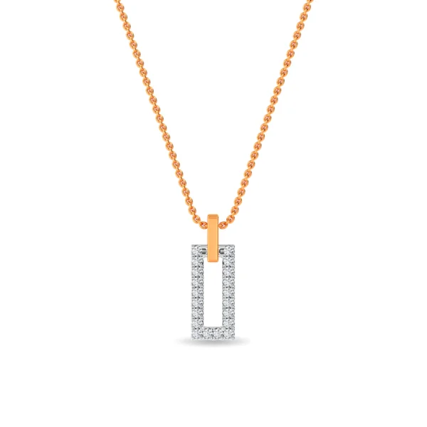 Gold Sparkling Pave Lab Diamond Rectangle Pendant - Image 2