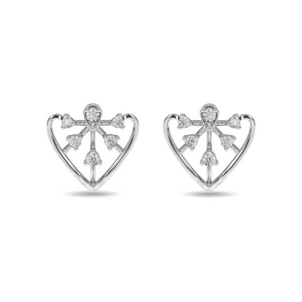 Gold Angel Heart Shape Butterfly Lab Diamond Earrings - Image 2