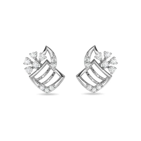 Gold Diamond Sparkling Flame Classic Hoop Earrings - Image 2