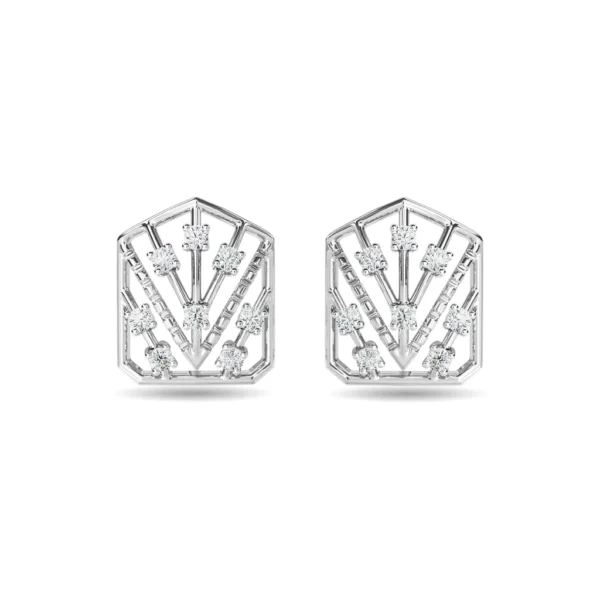 Gold Geometric Gleam Lab Diamond Stud Earrings - Image 2