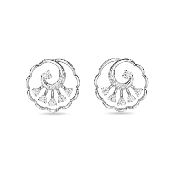 Gold Twisted Rope Floral Pattern Lab Diamond Earrings - Image 2