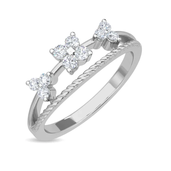 Gold Twisted Rope Texture Triple Lab Diamond Ring - Image 3
