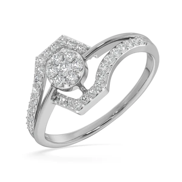 Gold Lab Diamond Mesmerizing Cluster Engagement Ring - Image 3