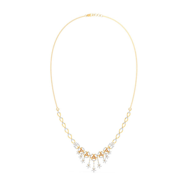 Gold Elegant Fringe Cascade Lab Diamond Necklace - Image 3