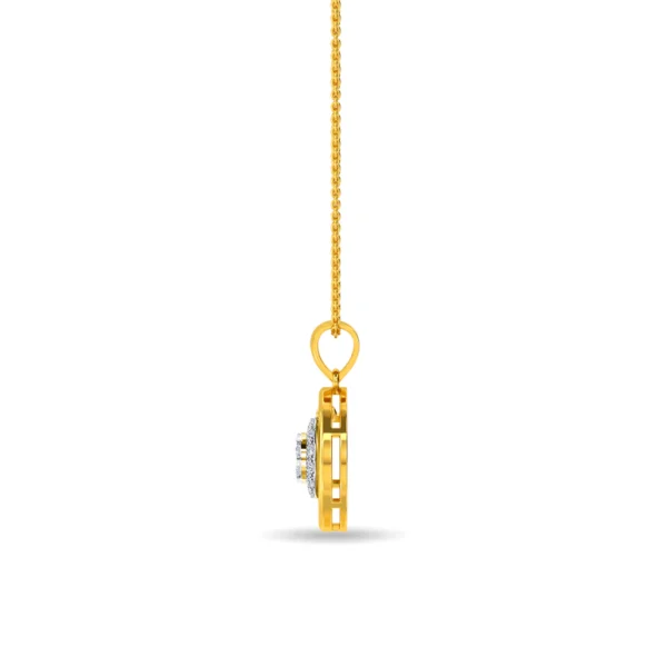 Circular Gold Frame Lab Diamond-Encrusted Pendant for Her - Image 3