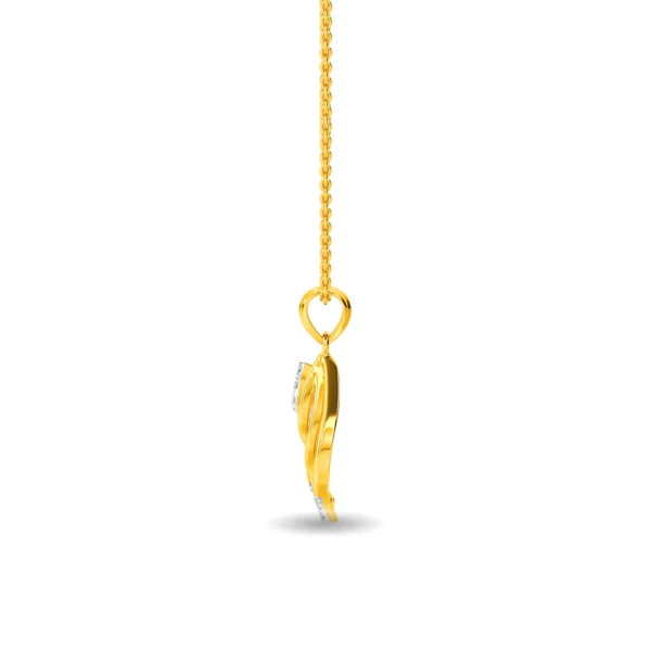 Gold Lab Diamond Elegant Flame Leaf Pendant - Image 2