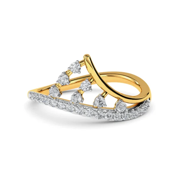 Gold Elegant Crossover Lab Diamond Engagement Ring
