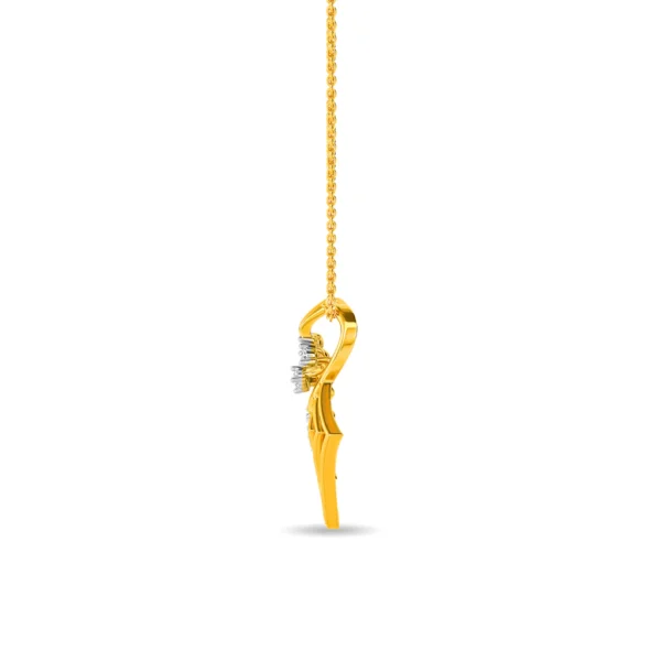Gold Geometric Elegance Lab Diamond Floral Pendant - Image 2