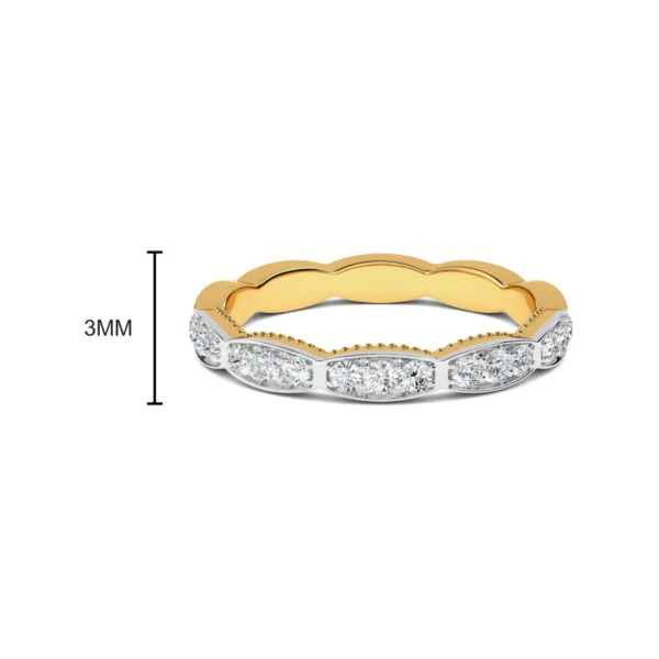 Gold Wavy Rhythm Lab Diamond Band Ring - Image 3