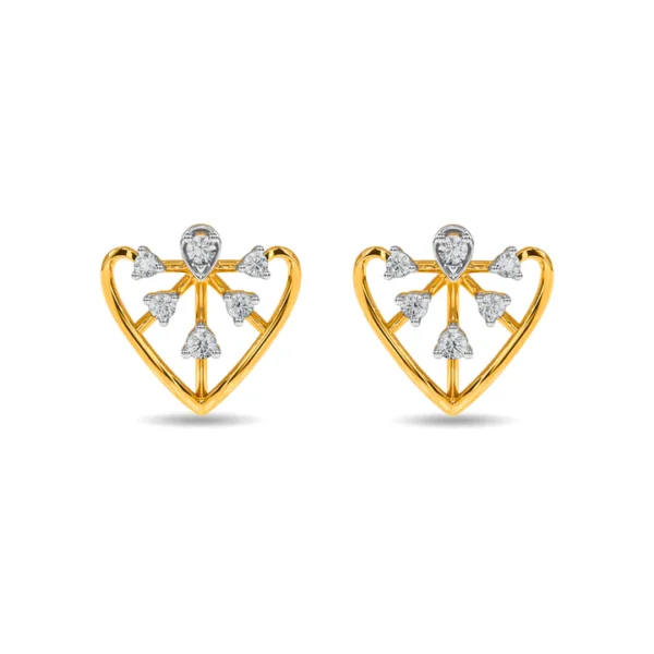Gold Angel Heart Shape Butterfly Lab Diamond Earrings