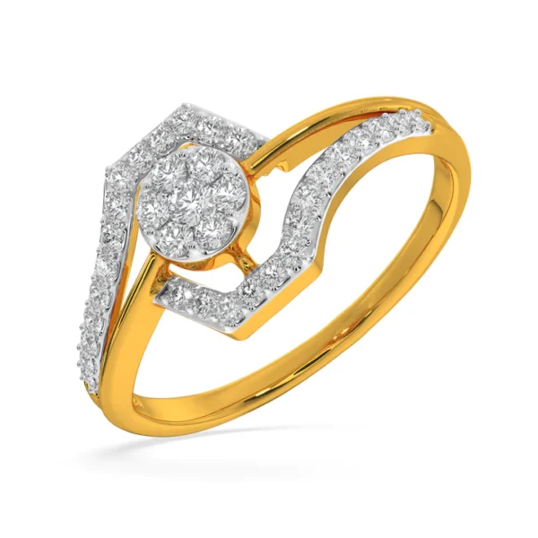Gold Lab Diamond Mesmerizing Cluster Engagement Ring
