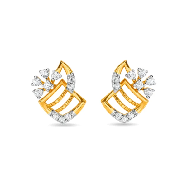 Gold Diamond Sparkling Flame Classic Hoop Earrings