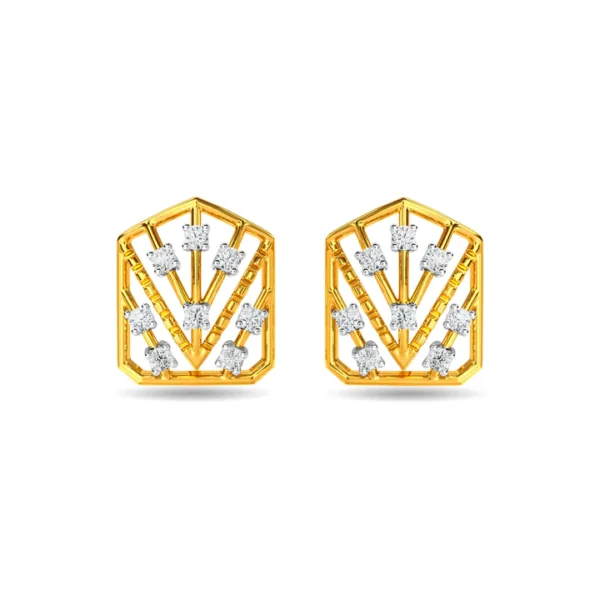 Gold Geometric Gleam Lab Diamond Stud Earrings