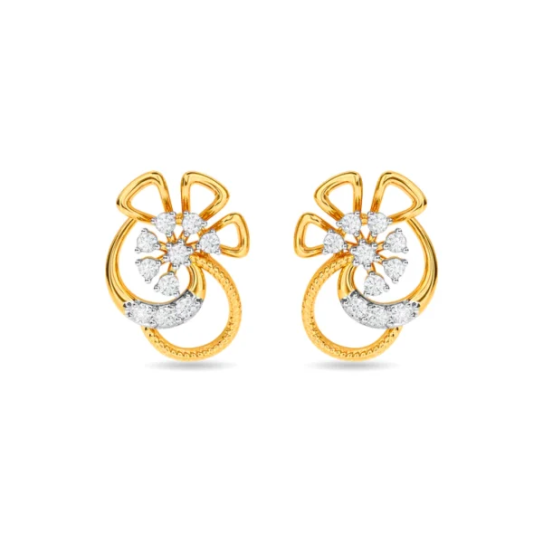 Gold Glistening Floral Lab Diamond Stud Earrings