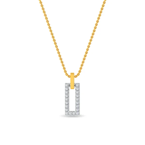 Gold Sparkling Pave Lab Diamond Rectangle Pendant