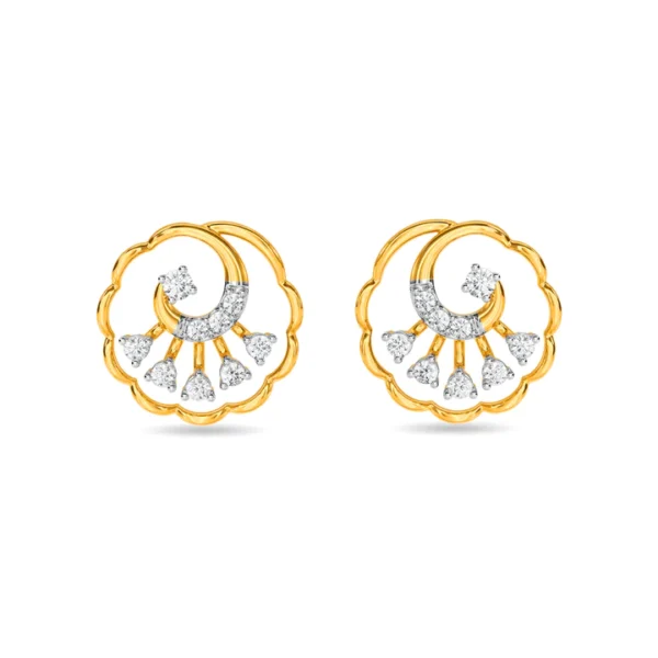 Gold Twisted Rope Floral Pattern Lab Diamond Earrings