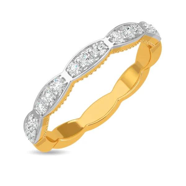 Gold Wavy Rhythm Lab Diamond Band Ring