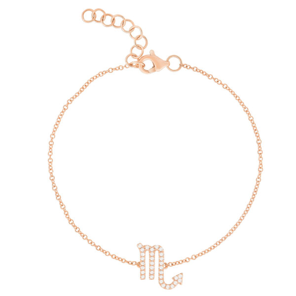 14KT Gold Lab Diamond Scorpio Zodiac Sign Bracelet - Image 3