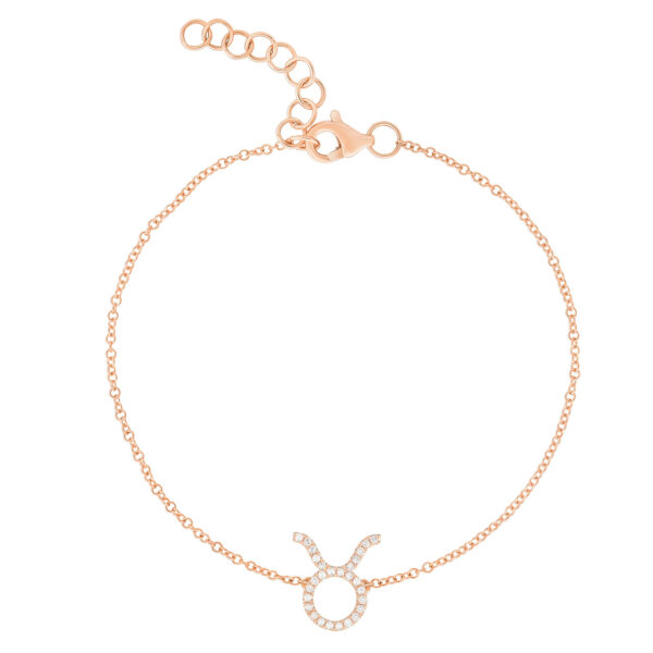 14KT Gold Lab Diamond Taurus Zodiac Bracelet - Image 3