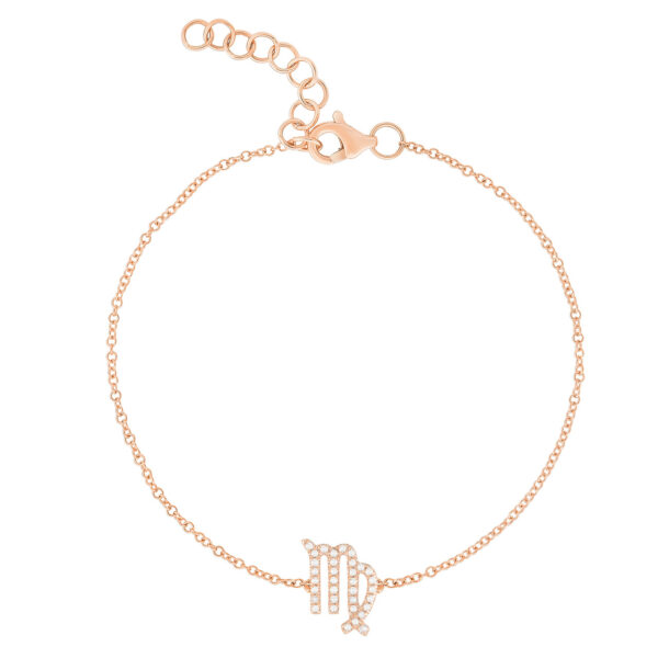 14KT Gold Diamond Virgo Zodiac Sign Bracelet - Image 2
