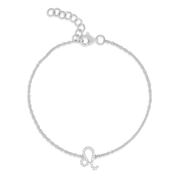 14KT Gold Lab Diamond Leo Zodiac Sign Bracelet - Image 2