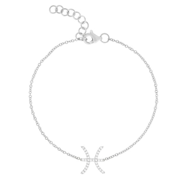 14KT Gold Diamond Pisces Zodiac Sign Bracelet - Image 2