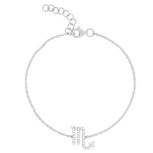 14KT Gold Lab Diamond Scorpio Zodiac Sign Bracelet - Image 2