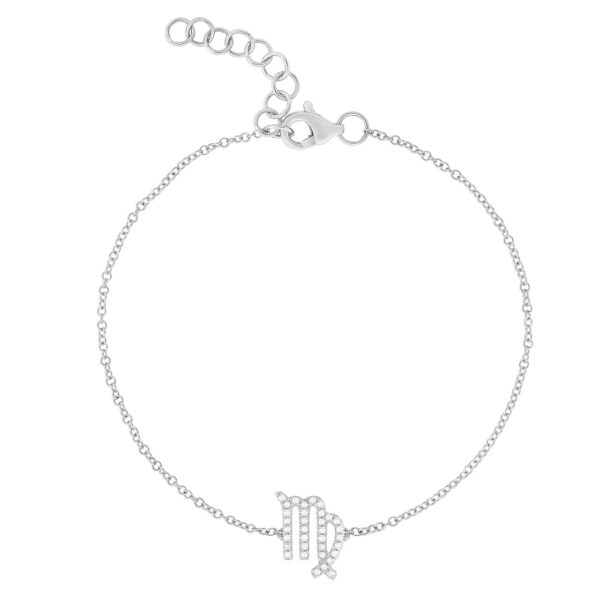 14KT Gold Diamond Virgo Zodiac Sign Bracelet - Image 3