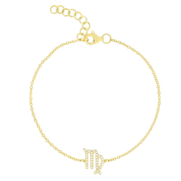 14KT Gold Diamond Virgo Zodiac Sign Bracelet