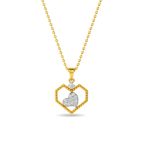 Lab Diamond Heart Within a Gold Heart Pendant