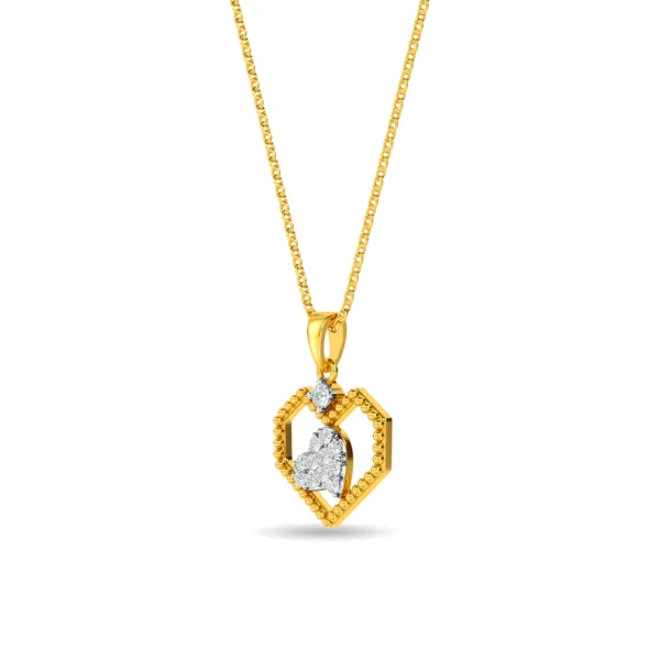 Lab Diamond Heart Within a Gold Heart Pendant - Image 4