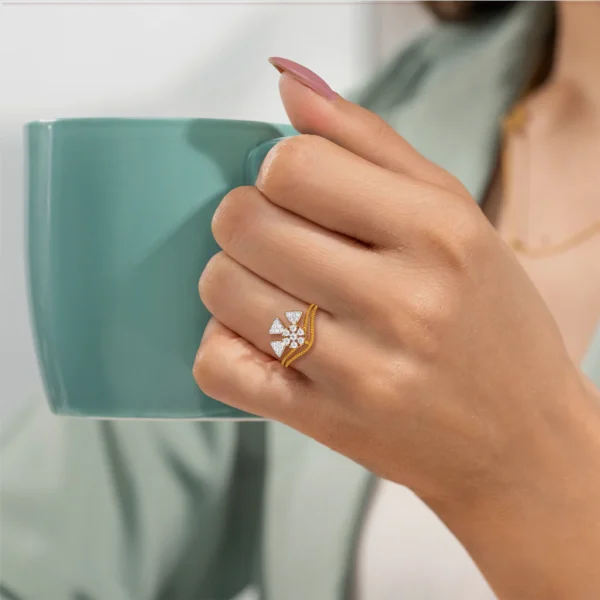 A Modern Gold Lab Diamond Trilogy Engagement Ring - Image 2
