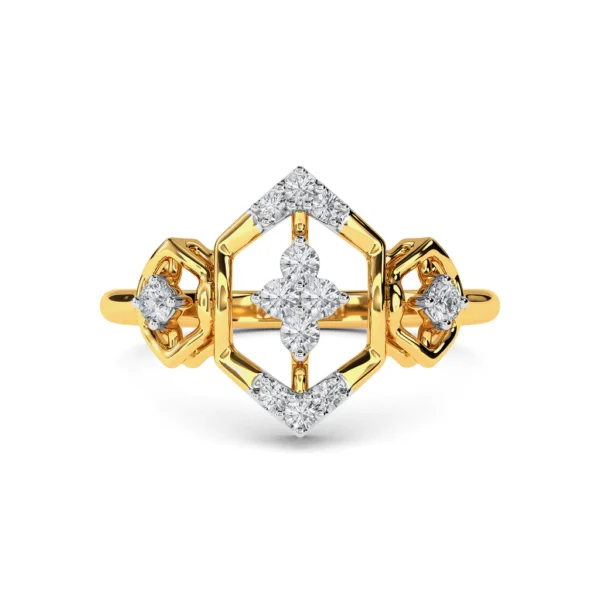 Art Deco-Inspired Gold Lab Diamond Engagement Ring - Image 3