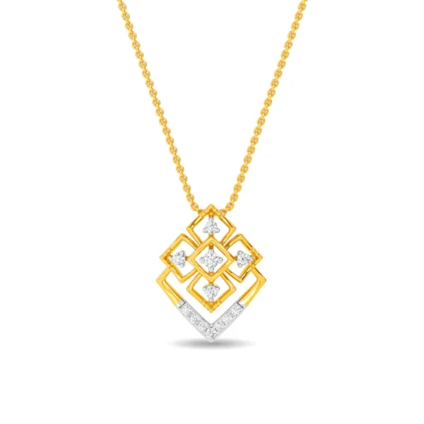 Captivating Geometric Pattern Gold Lab Diamond Pendant
