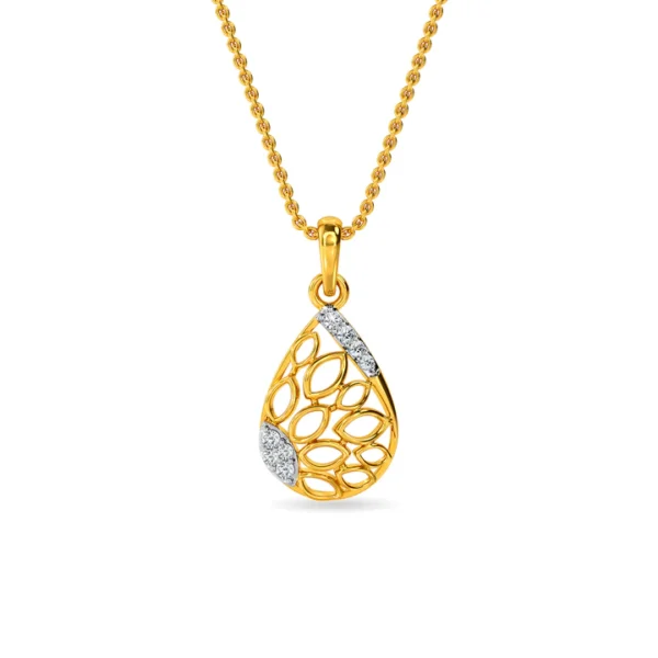 Cellular Elegance Teardrop Gold Lab Diamond Pendant