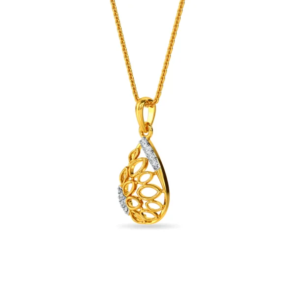 Cellular Elegance Teardrop Gold Lab Diamond Pendant - Image 4