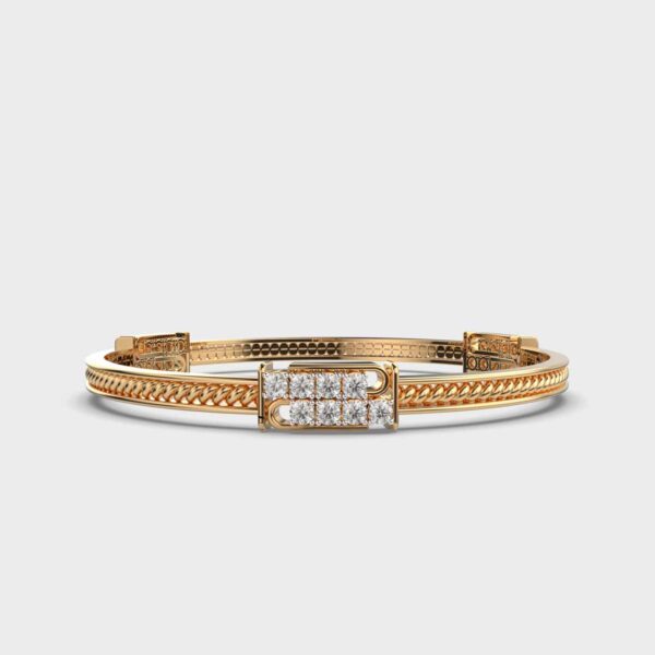 Cool Waves Gold Diamond Bangle