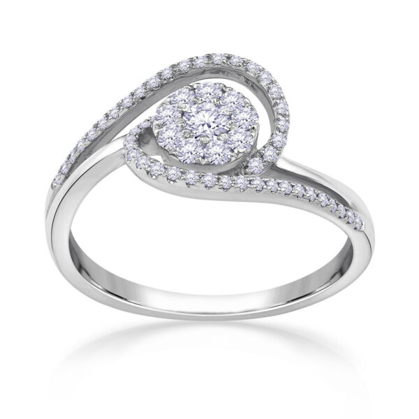 Lab Diamond Cluster Gold Casual Ring for Gift Her