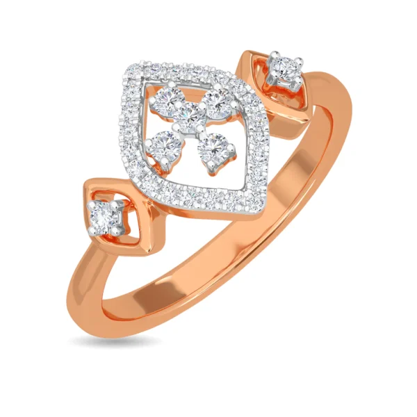 Lab Diamond Halo Ring with Geometric Gold Accents - Image 5