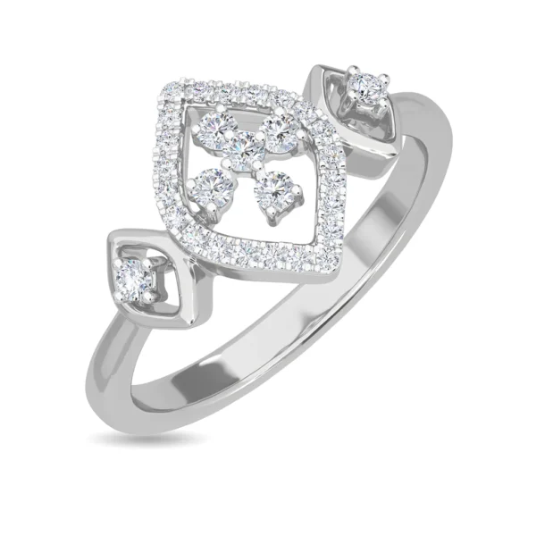Lab Diamond Halo Ring with Geometric Gold Accents - Image 4