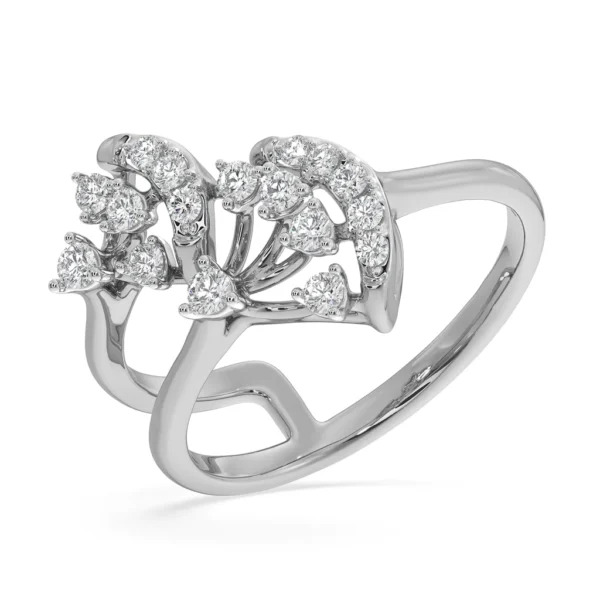 Elegant Intertwined Gold Lab Diamond Leaf Ring - Image 3