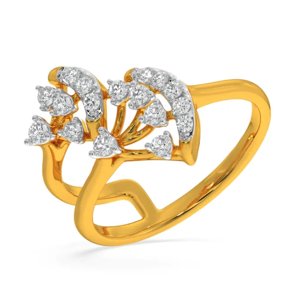 Elegant Intertwined Gold Lab Diamond Leaf Ring