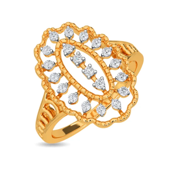 Elegant Marquise Lattice Lab Diamond Ring in Yellow Gold